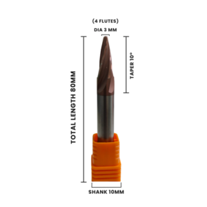3 mm Taper ballnose with 10 mm shank
